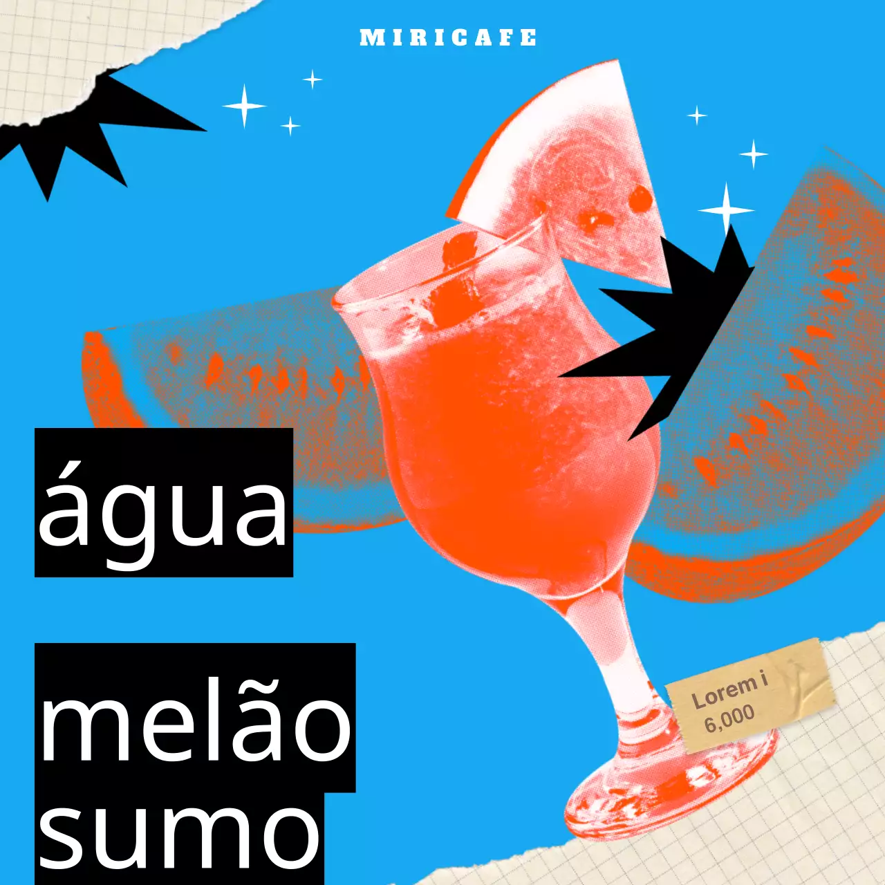 Sumo de melancia azul claro colagem kitsch pop art