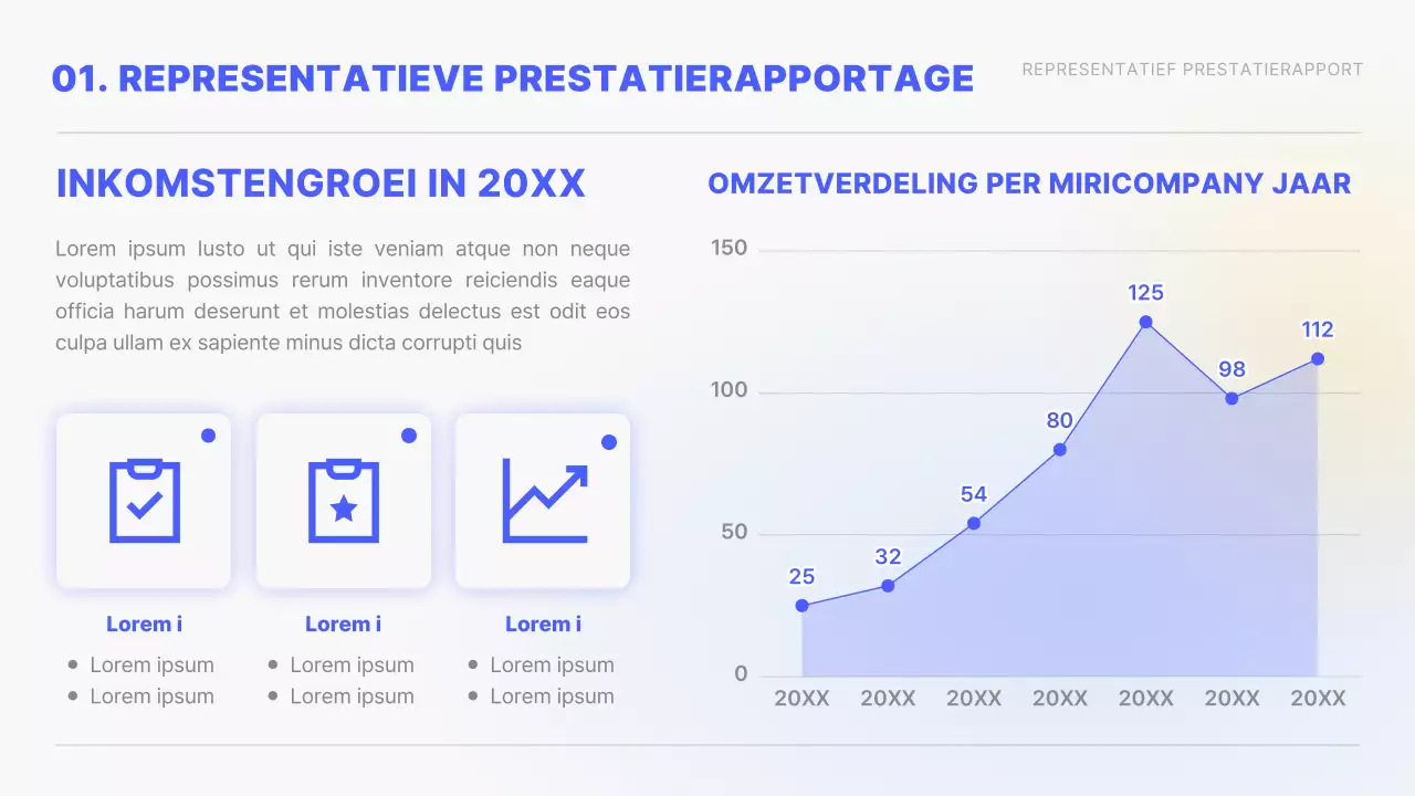 Geel en blauw kleurverloop Eenvoudige grafieken en infographics Conceptueel prestatierapport