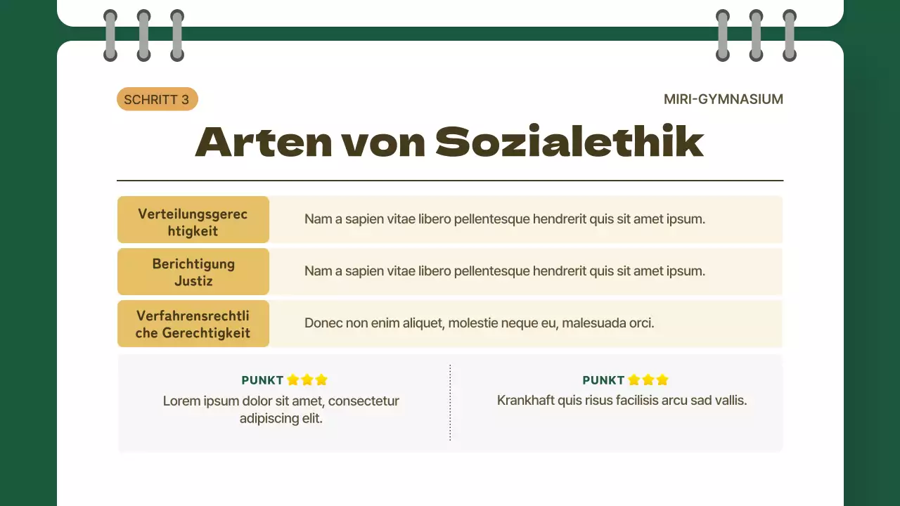 Gelbes und grünes Klassenzimmerkonzept Ethikunterricht