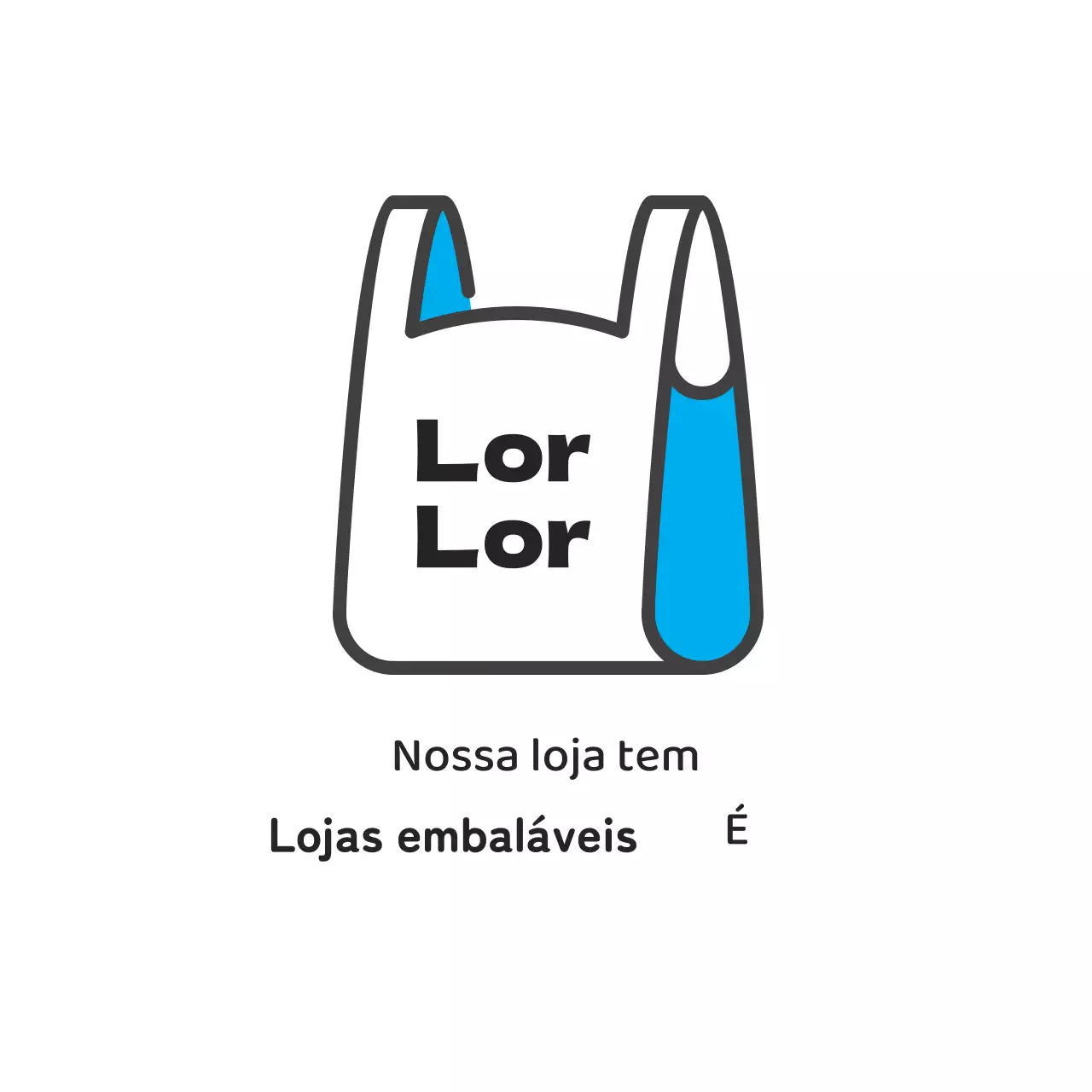Etiqueta azul ilustrada de loja para levar