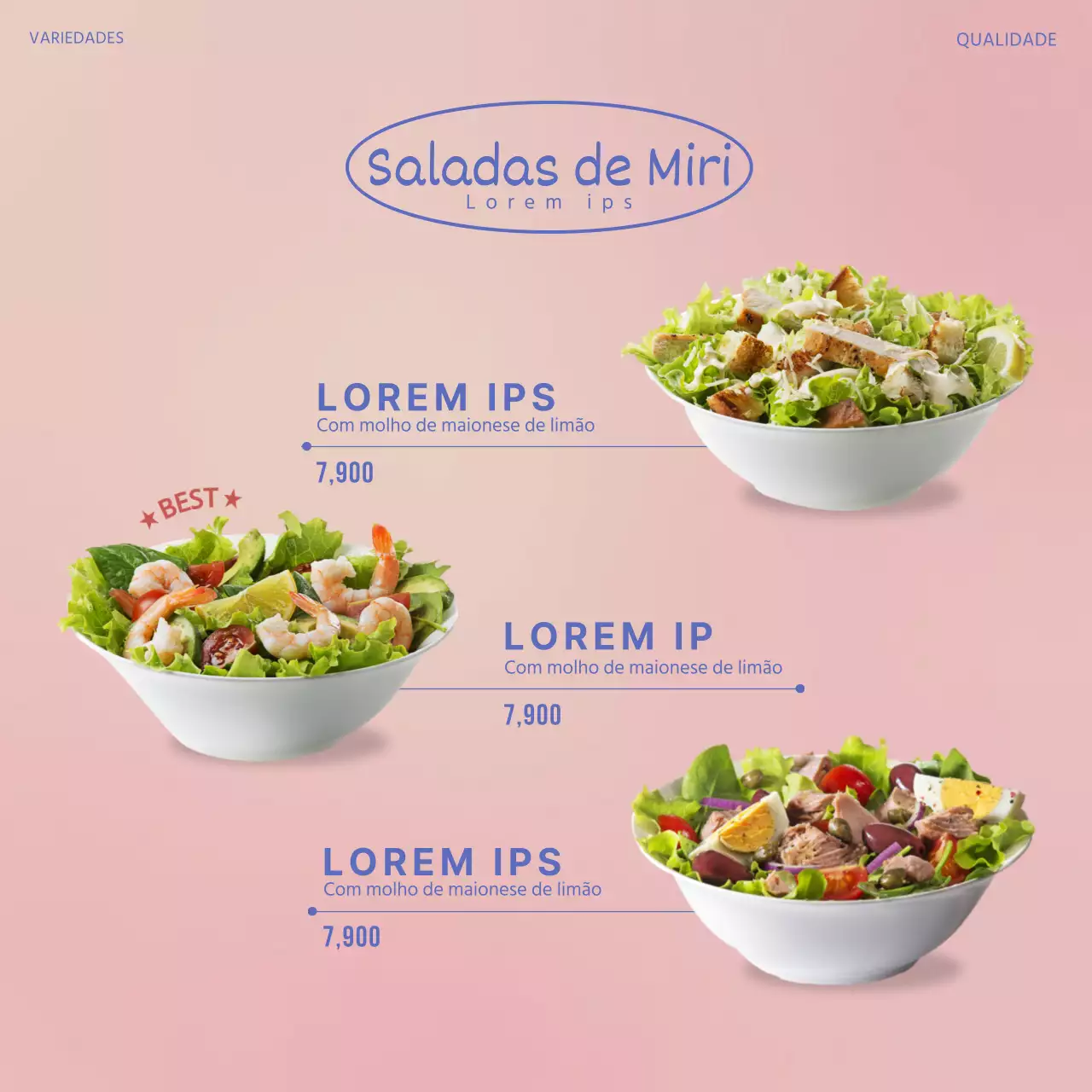 Quadrado de salada simples