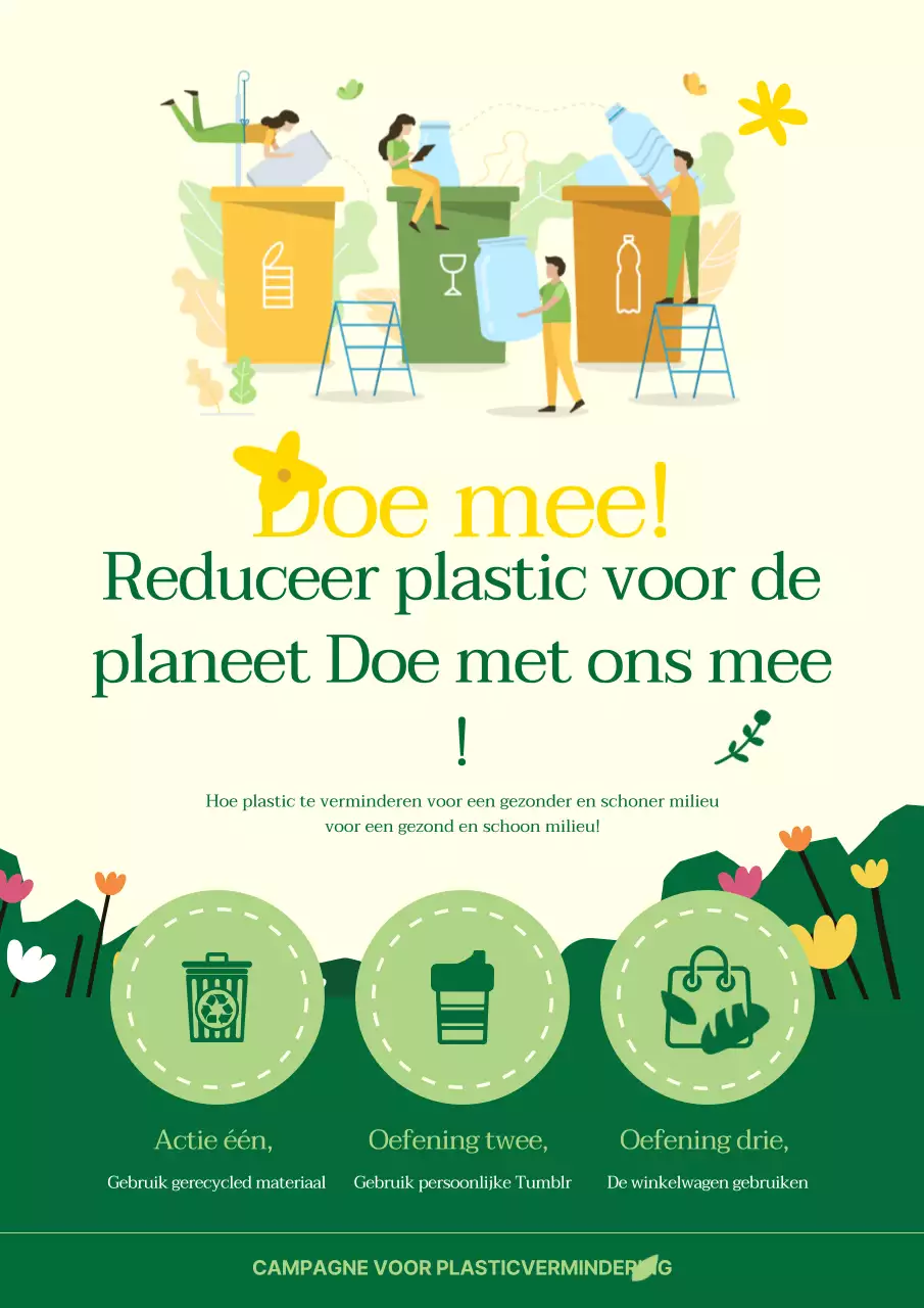 Geel en Groen Reduceer Plastic Campagne