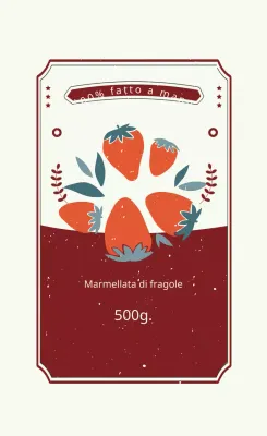 Etichette per marmellata di fragole rosse e viola illustrate fatte a mano
