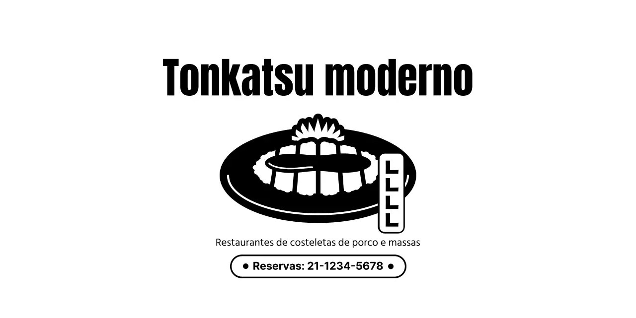 Para informações e serviços num restaurante de tonkatsu num estilo moderno de combinação de ilustração e texto de tonkatsu.