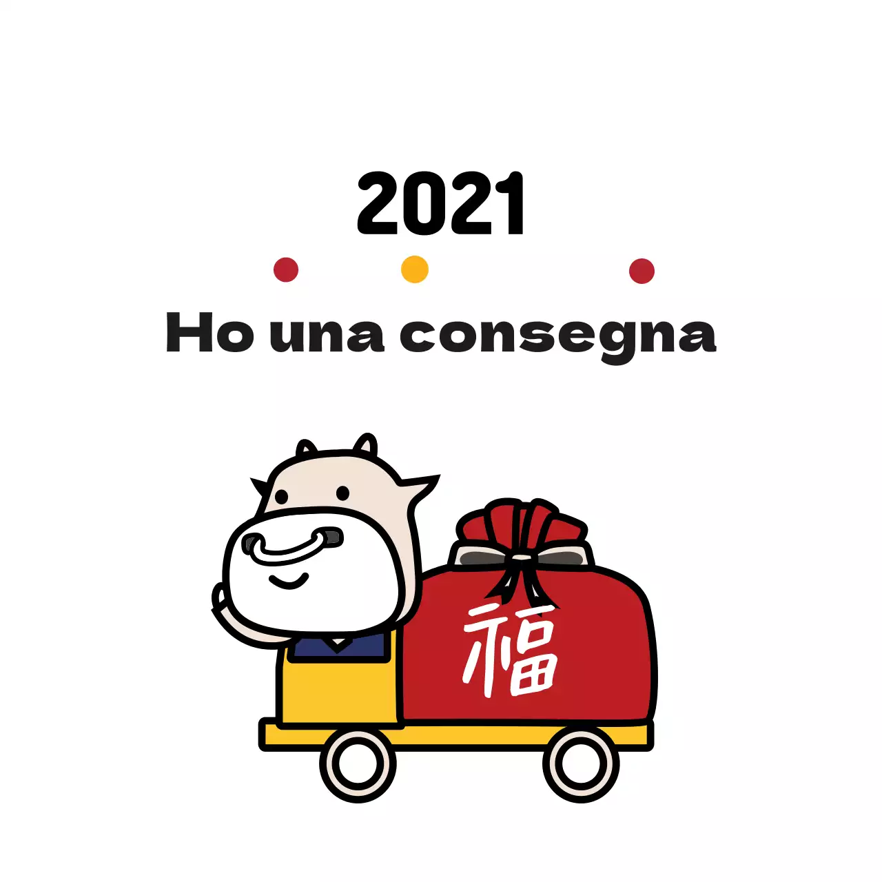 Simpatica etichetta di auguri per il nuovo anno con illustrazione bianca