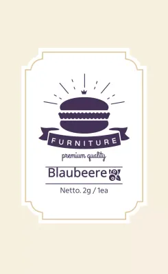 Elfenbein lila illustrierte Macaron Heidelbeere Etikett