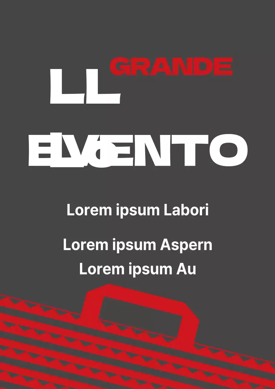 Promover um evento com uma ilustração de um saco de compras vermelho e cinzento