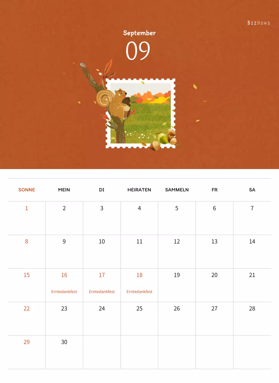 Stempelillustrationen mit einem warmen Konzept