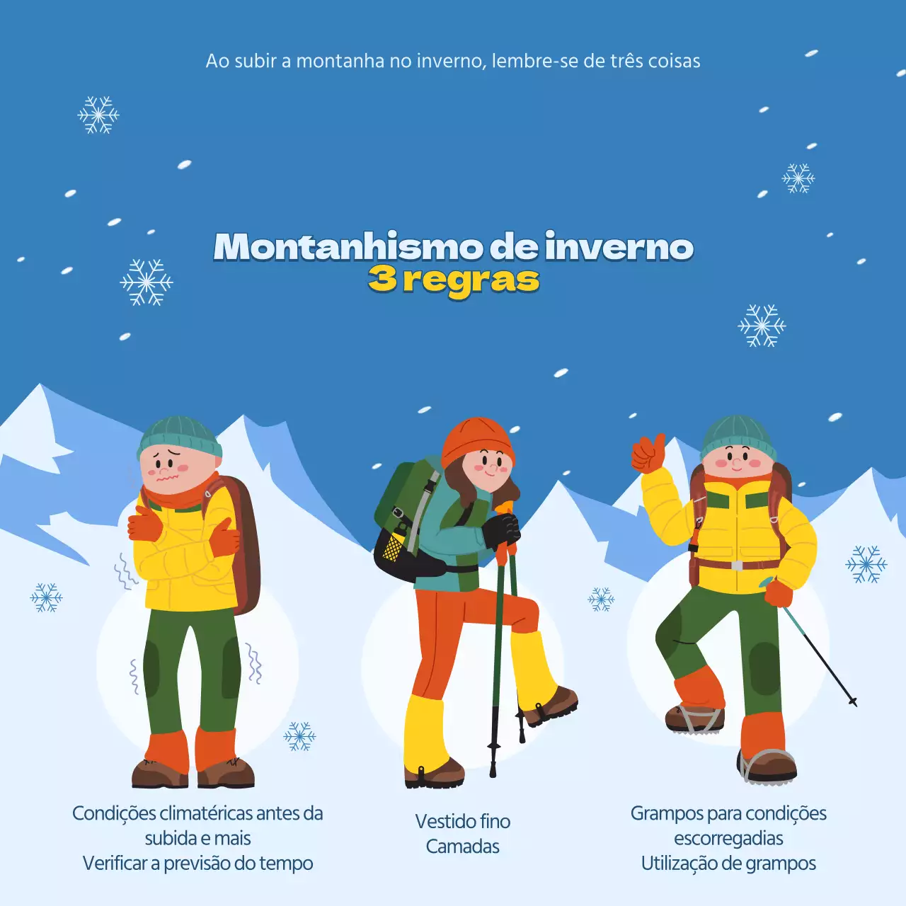 Conteúdo azul e azul claro para montanhismo de inverno