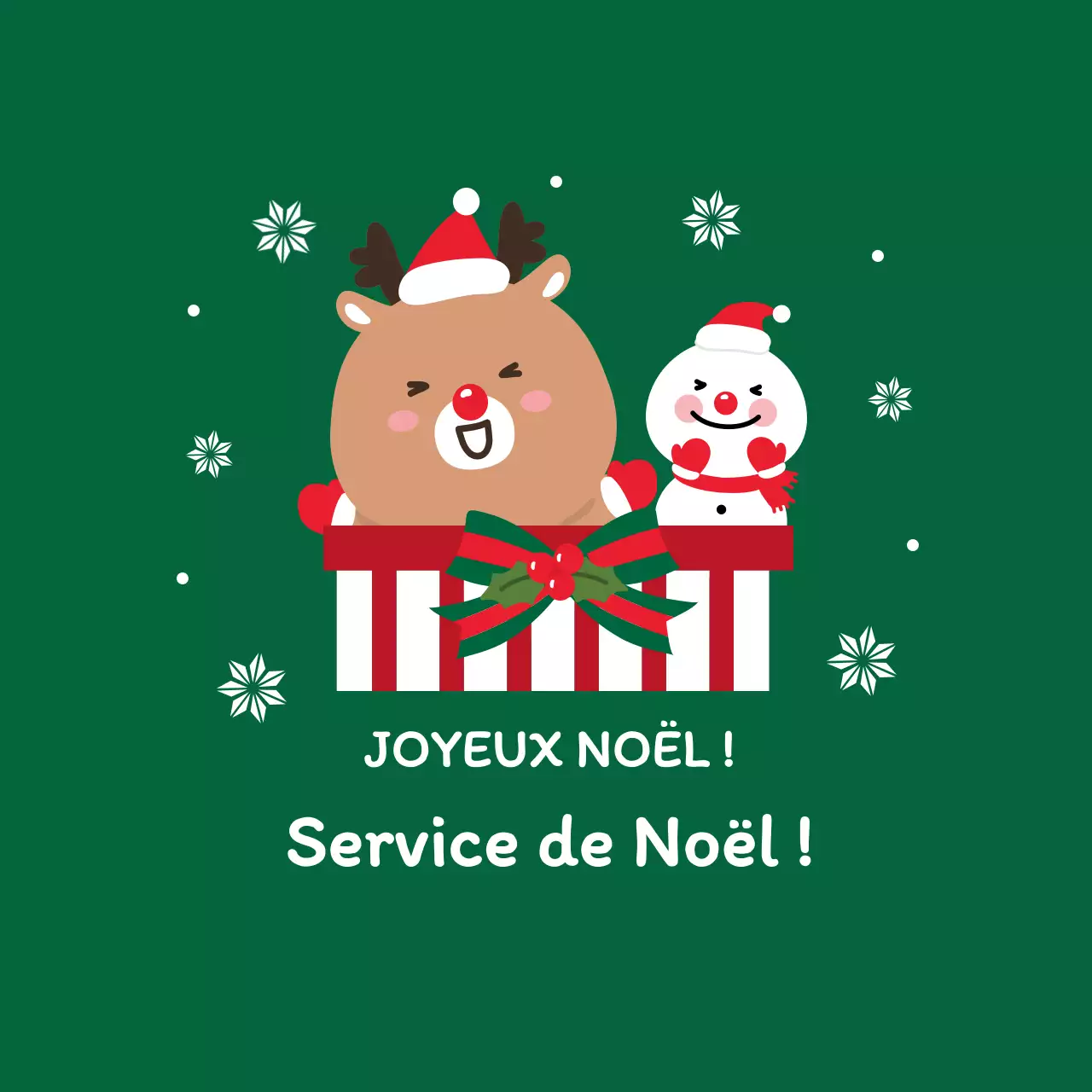 Vert Rouge Illustration Mignonne Noël Etiquette Evénement