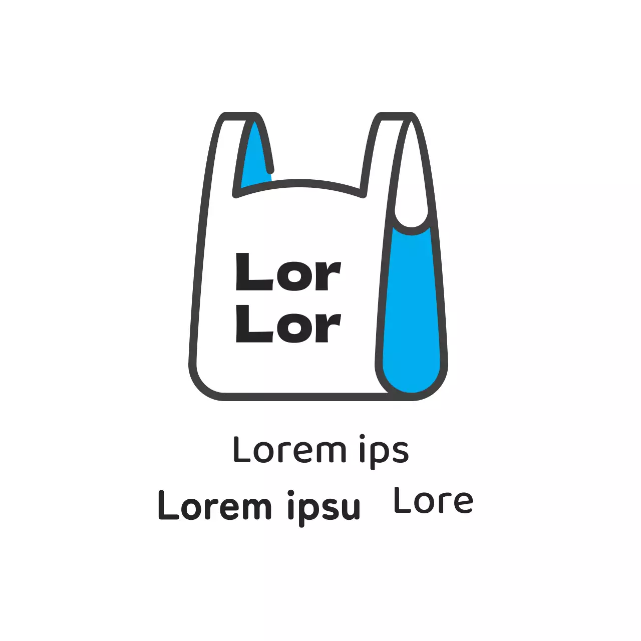 Etichetta da asporto illustrata blu per negozi