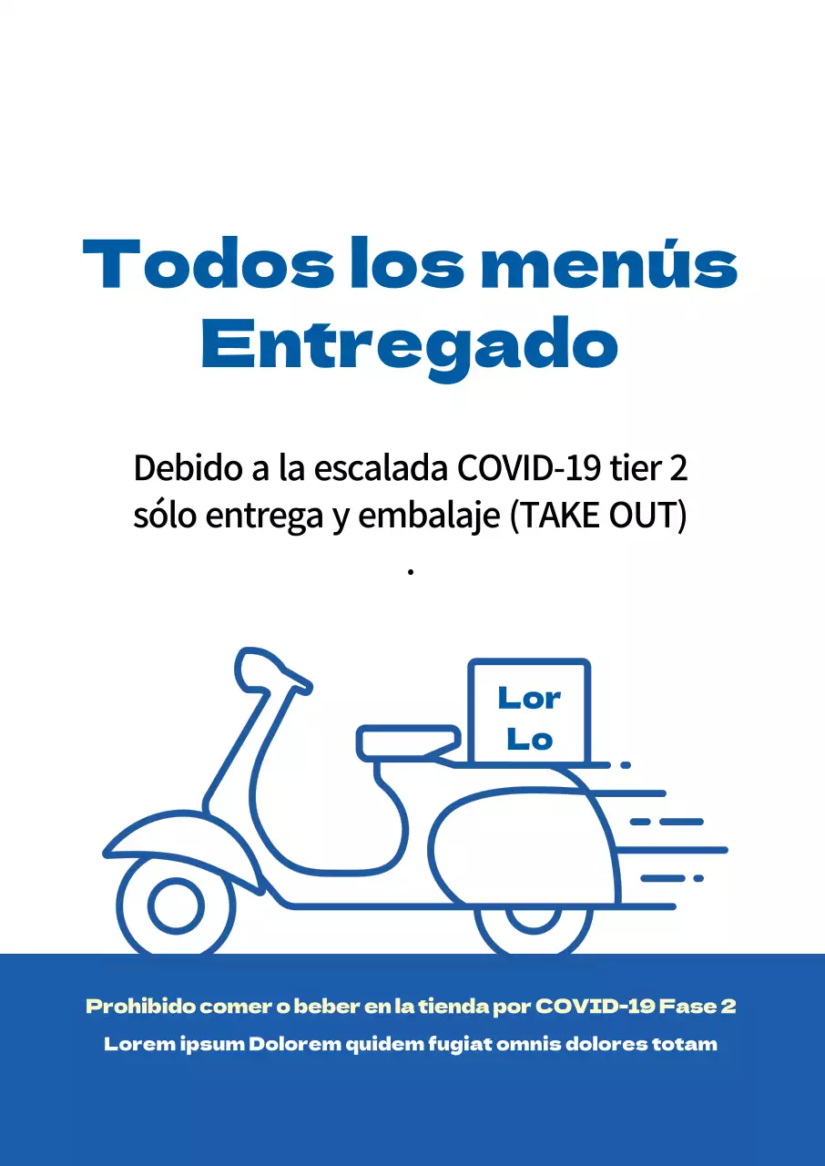 Ilustración azul COVID-19 entrega en tienda