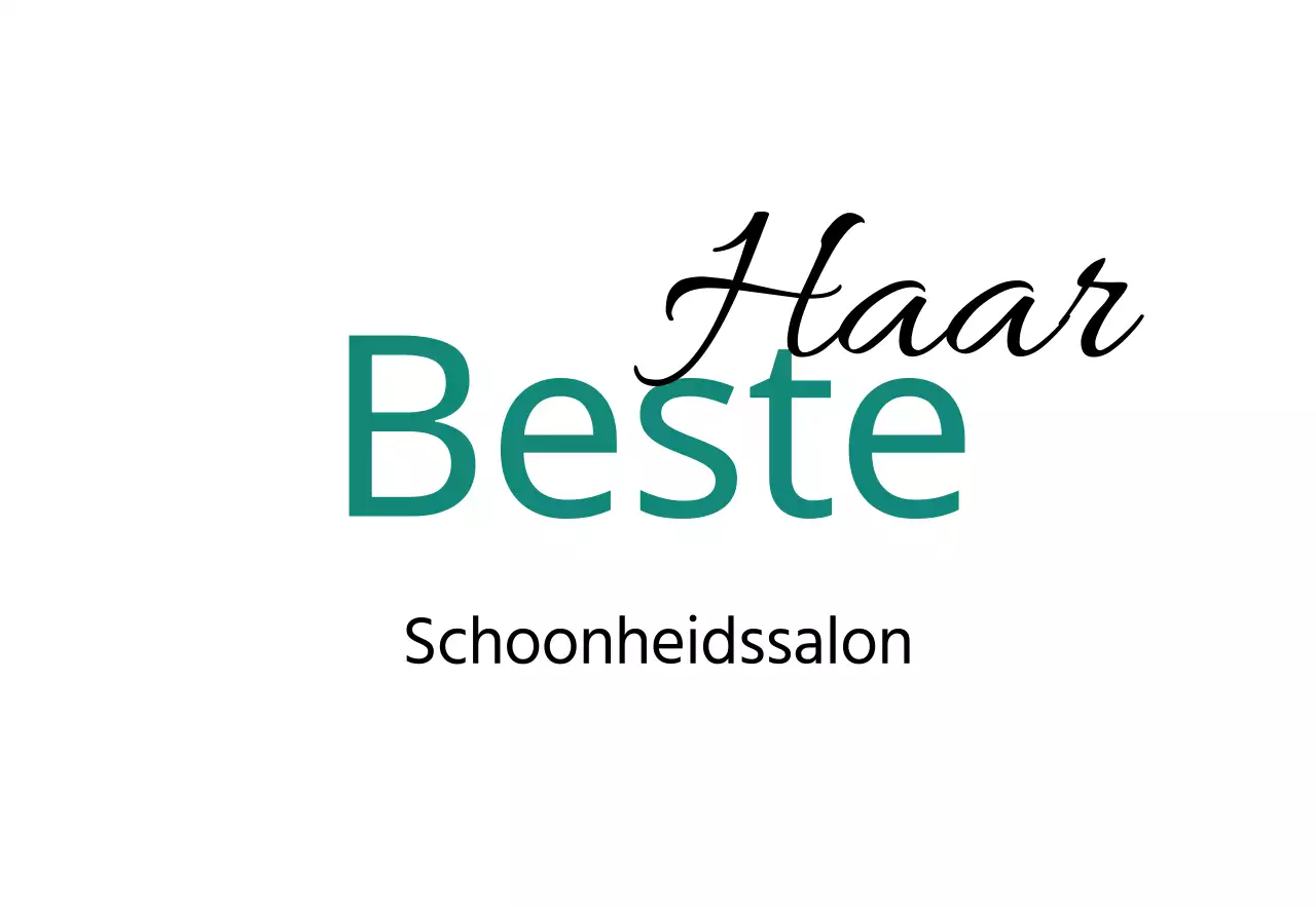 Strak winkelbord met wit zwart turquoise Mayer kapsalon tekst