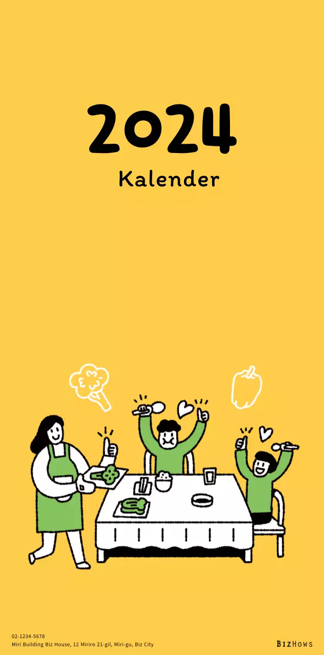 Neujahrskalender mit niedlichen Illustrationen