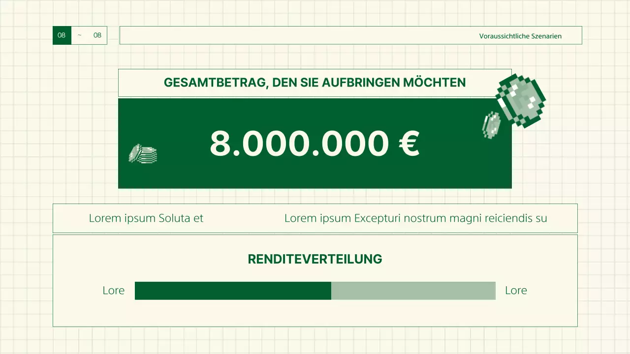 Spielvorschlag mit Linien und Pixelgrafik mit grünen Farbpunkten