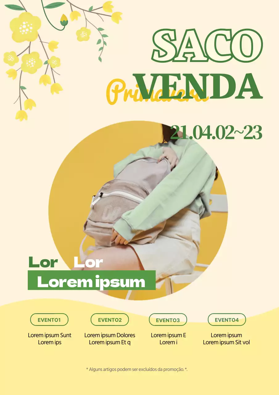 Amarelo Verde Foto em destaque Sacos de primavera bem arrumados Promover um evento de saldos