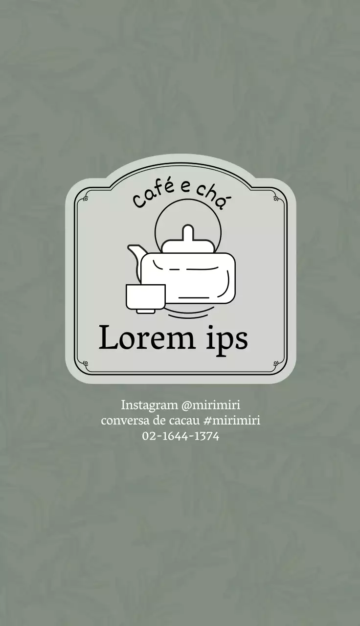 Ilustração cinzenta verde logotipo café chá cupão