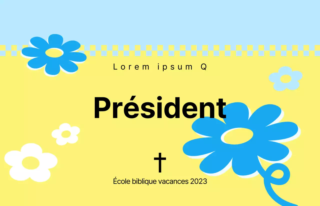 Un nouveau look avec un fond jaune et bleu École biblique d'été