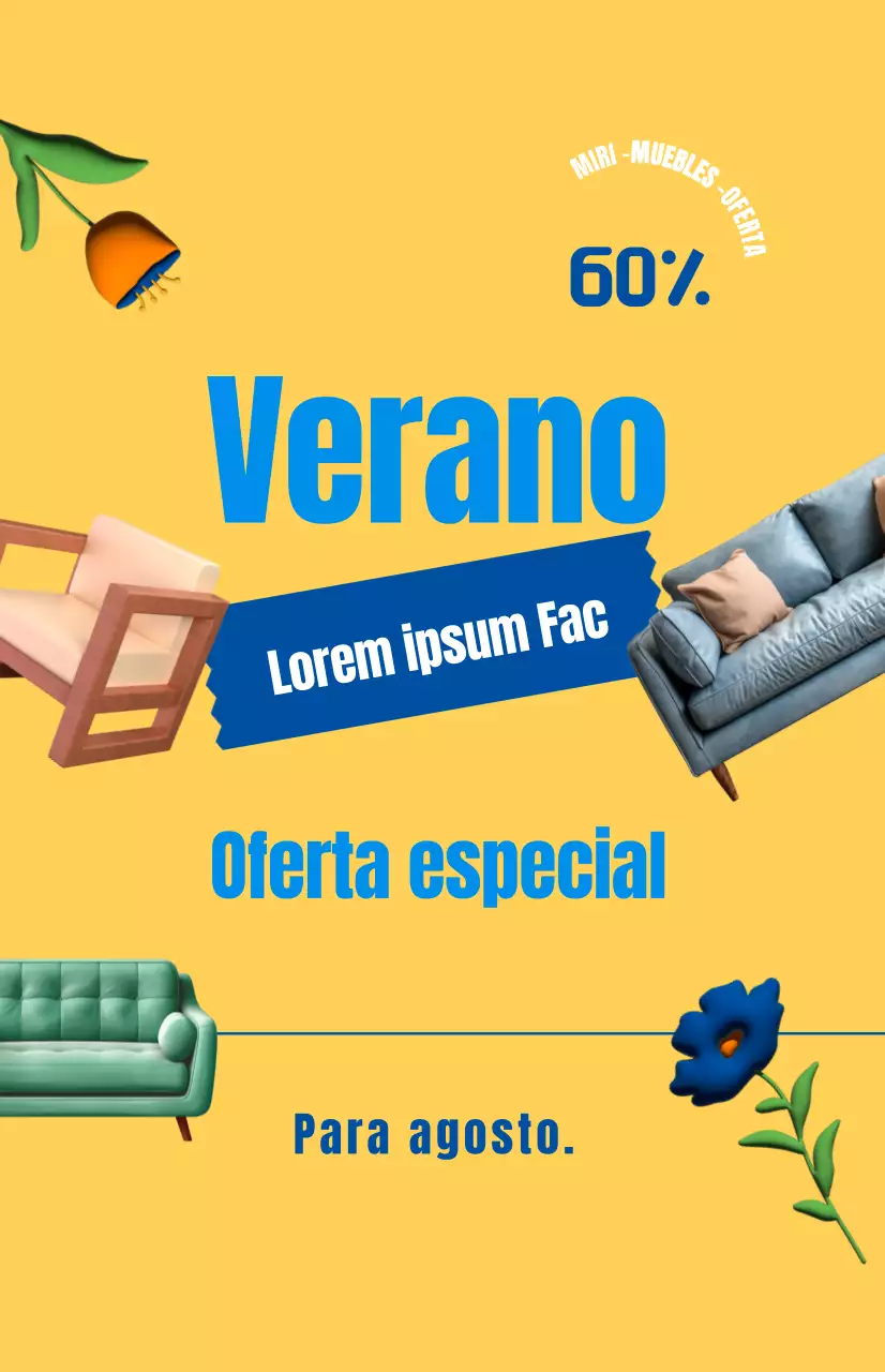 Promocione una venta de muebles con un fondo amarillo