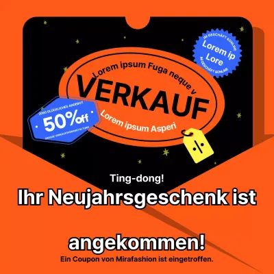 Neujahrsverkaufsveranstaltung mit Nachrichtenkartenkonzept