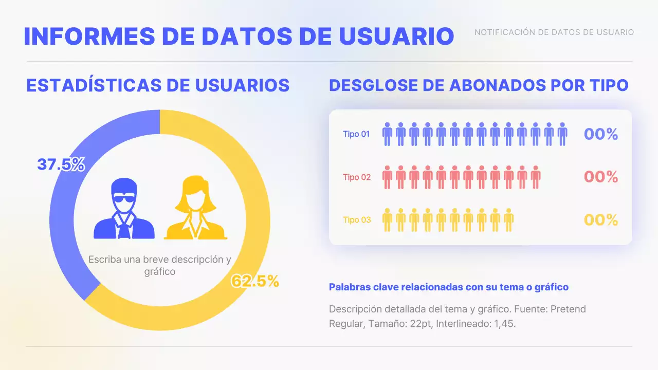 Degradado amarillo y azul Gráficos e infografías sencillos Informe conceptual de resultados