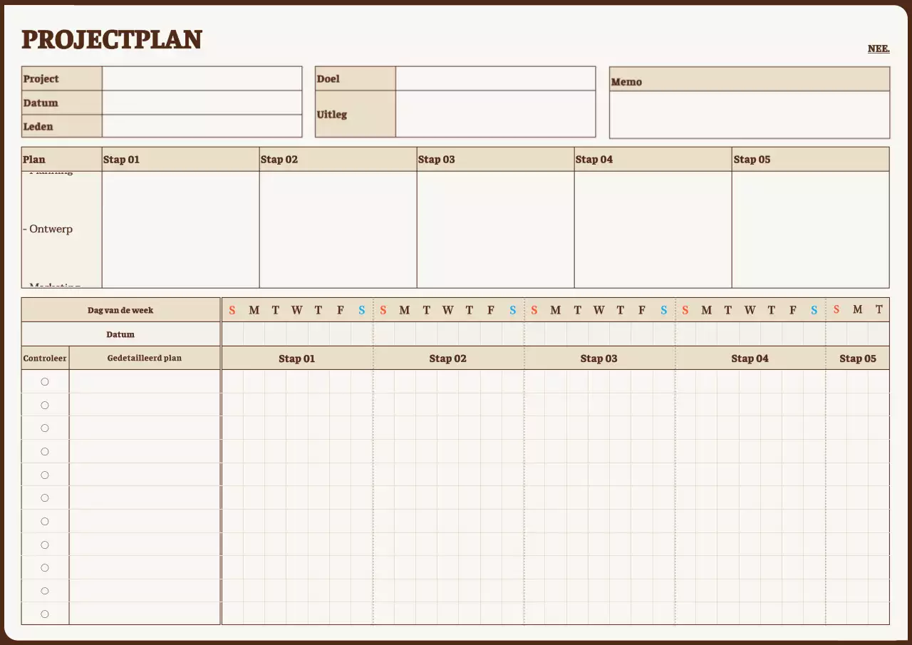 Nette projectplanner in geel en bruin