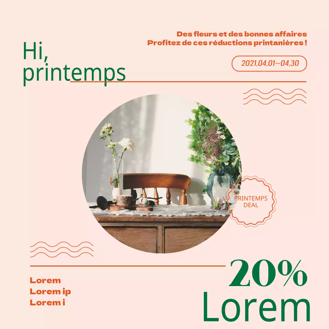 rose vert photo mise en valeur intérieur vente événement promotion