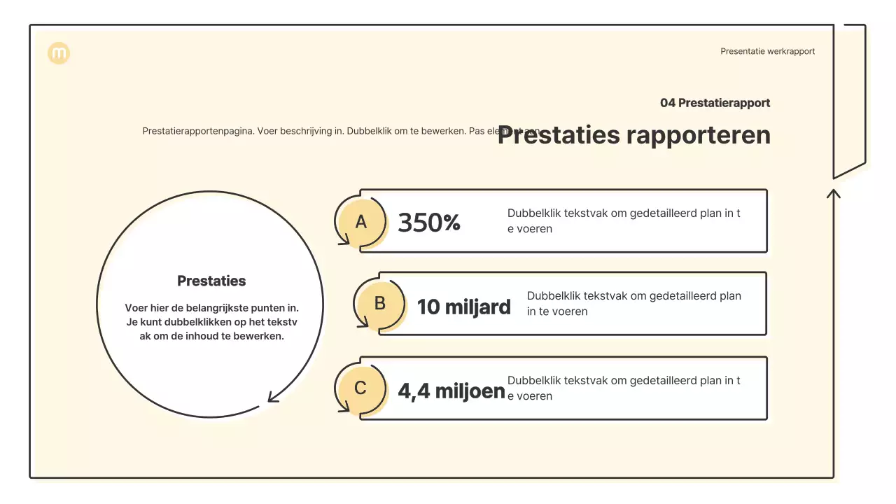 Puntvormen met pijlen in lichtgeel Zakelijk presentatiepakket