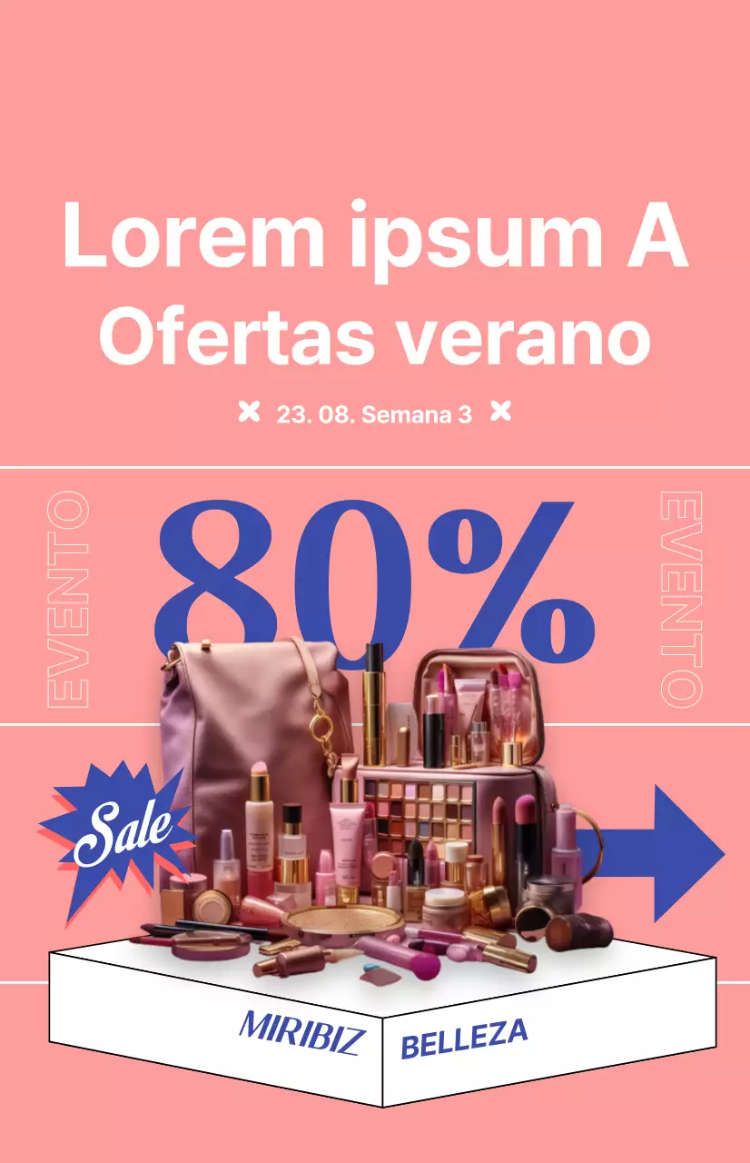 Bandera de promoción de descuentos en cosméticos con fondo rosa