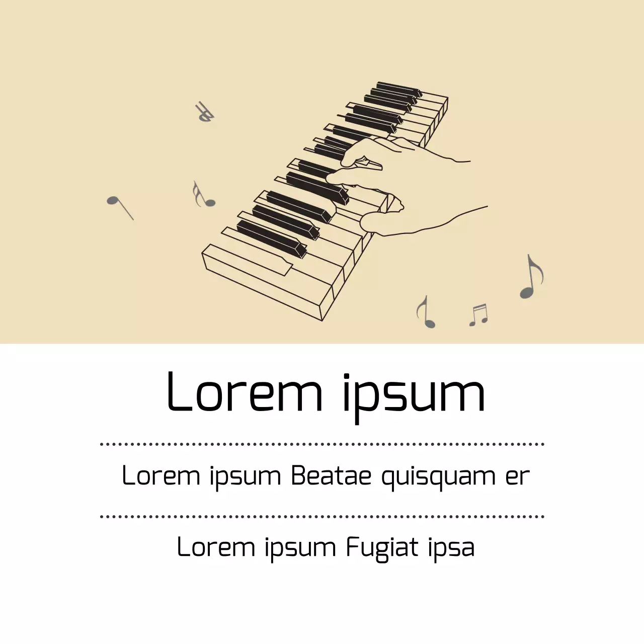 Illustrazione beige Promozione della scuola di pianoforte