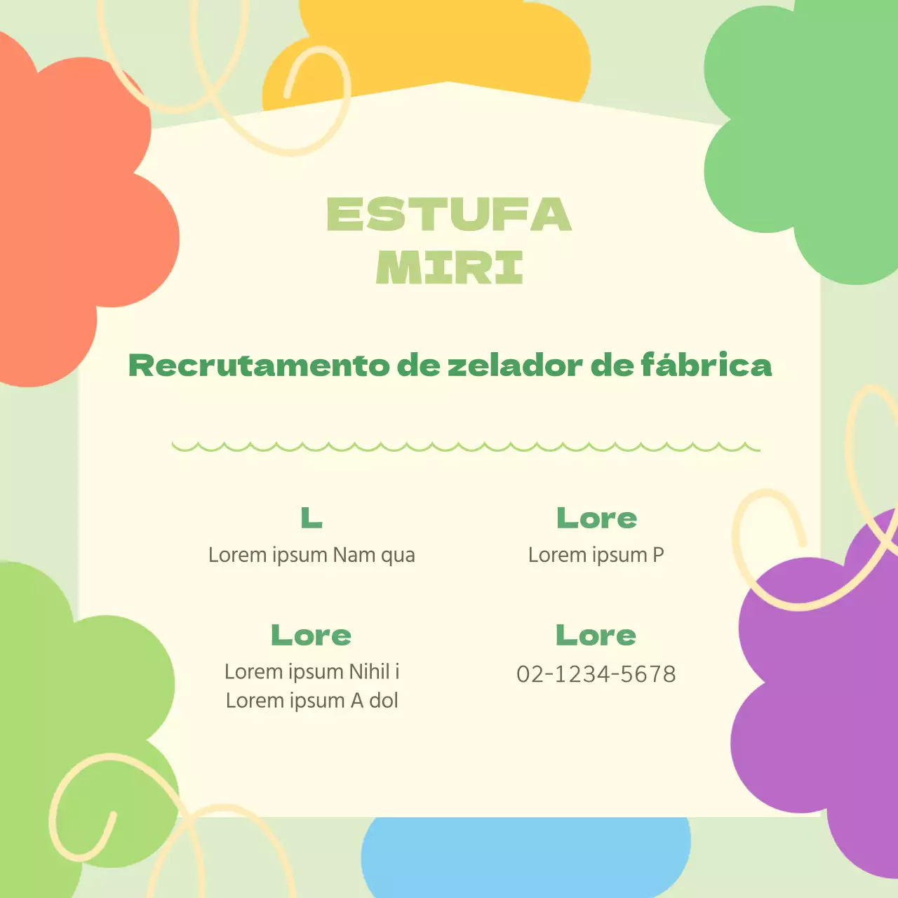 Anúncio de emprego V2 com ornamento floral colorido e fundo azul-escuro