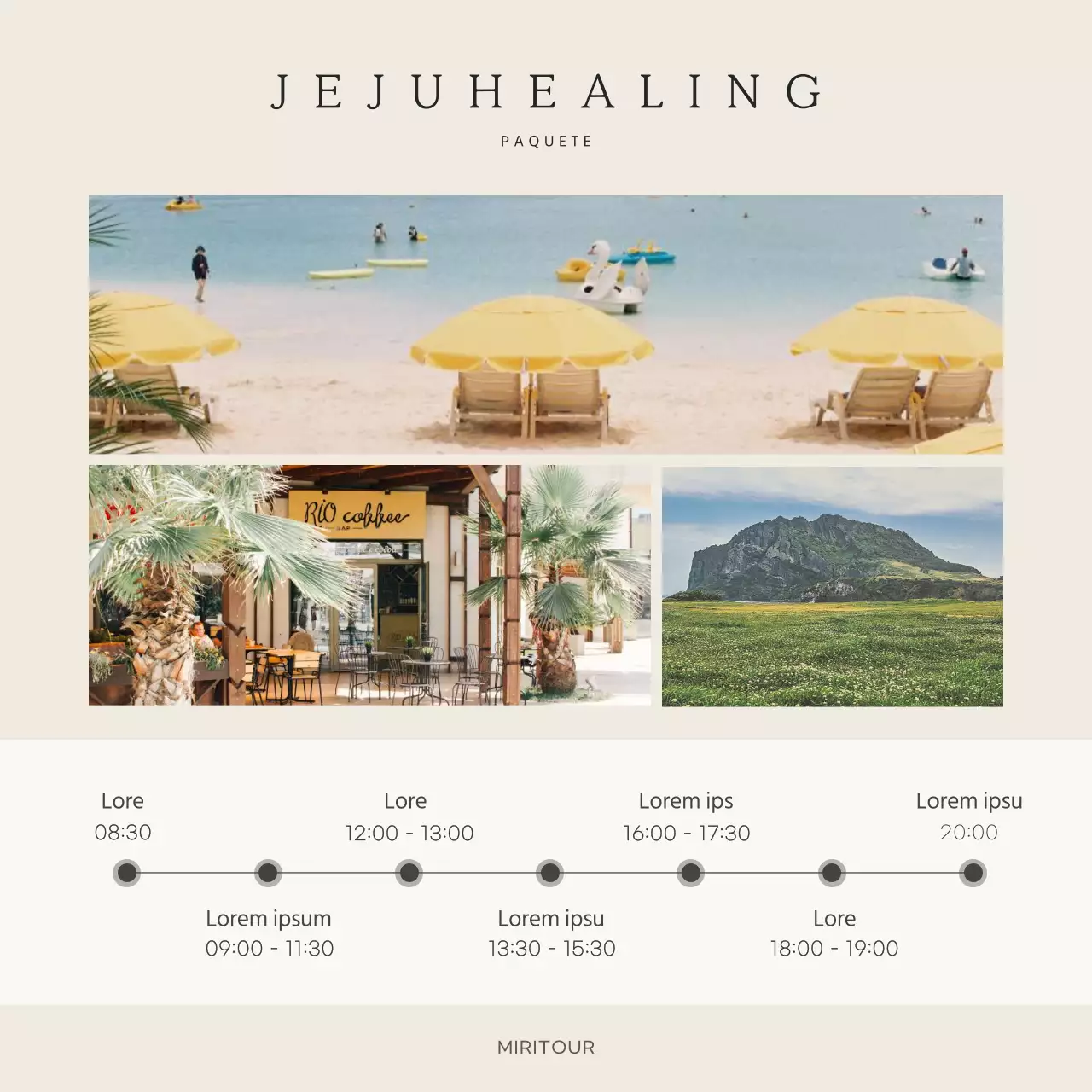 Un viaje en tonos pastel, inspirado en los libros de fotos, limpio y sencillo para curarse en la isla de Jeju.