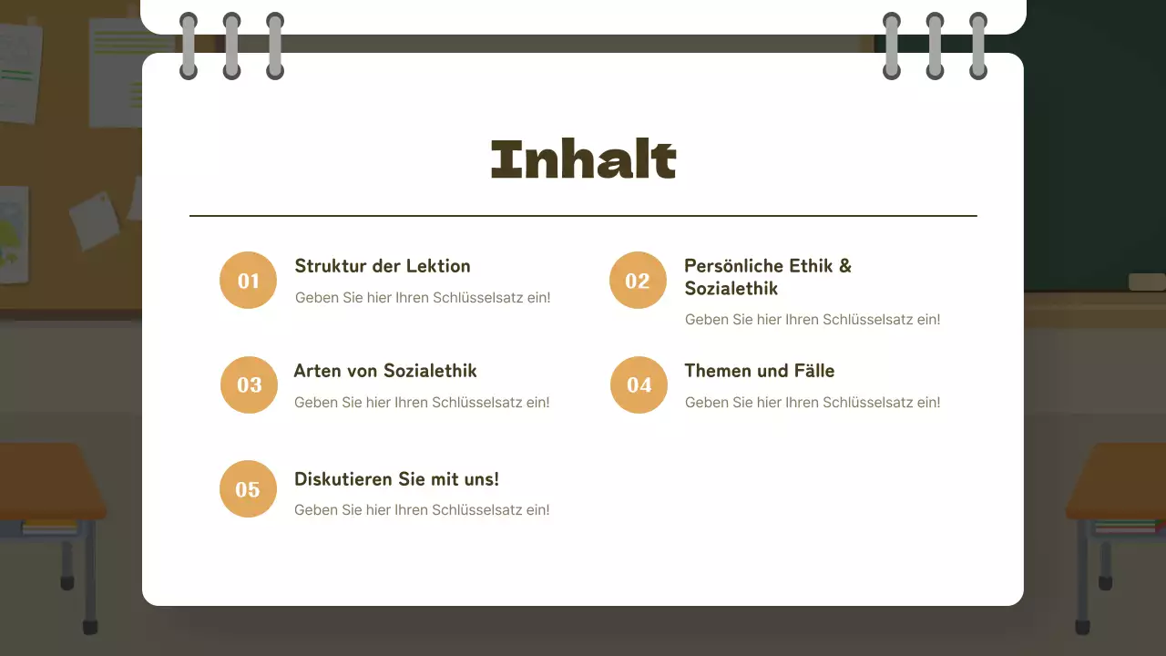 Gelbes und grünes Klassenzimmerkonzept Ethikunterricht