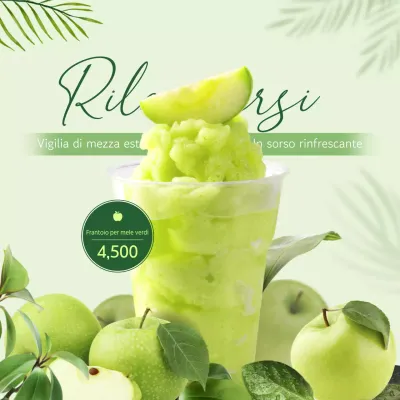 Promuovere la granita di mela con un concetto fresco e tropicale incentrato su un'immagine verde lime