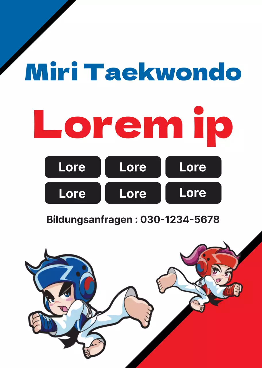 Weiß Rot Blau Illustration Taekwondo Schule Förderung