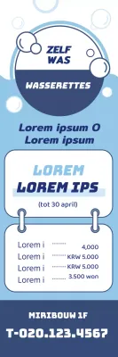 Blauwe illustratie promoot een schone wasserette