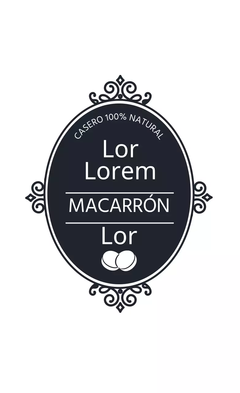 Etiqueta ilustrada azul marino para macarons de postre de pastelería