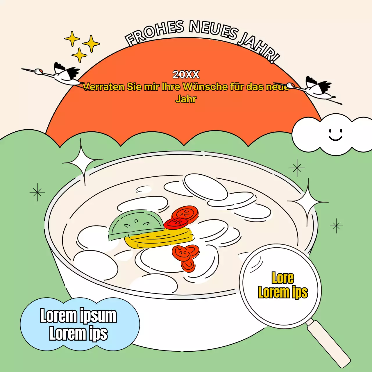 Niedliche Illustrationen zum Thema Neujahr