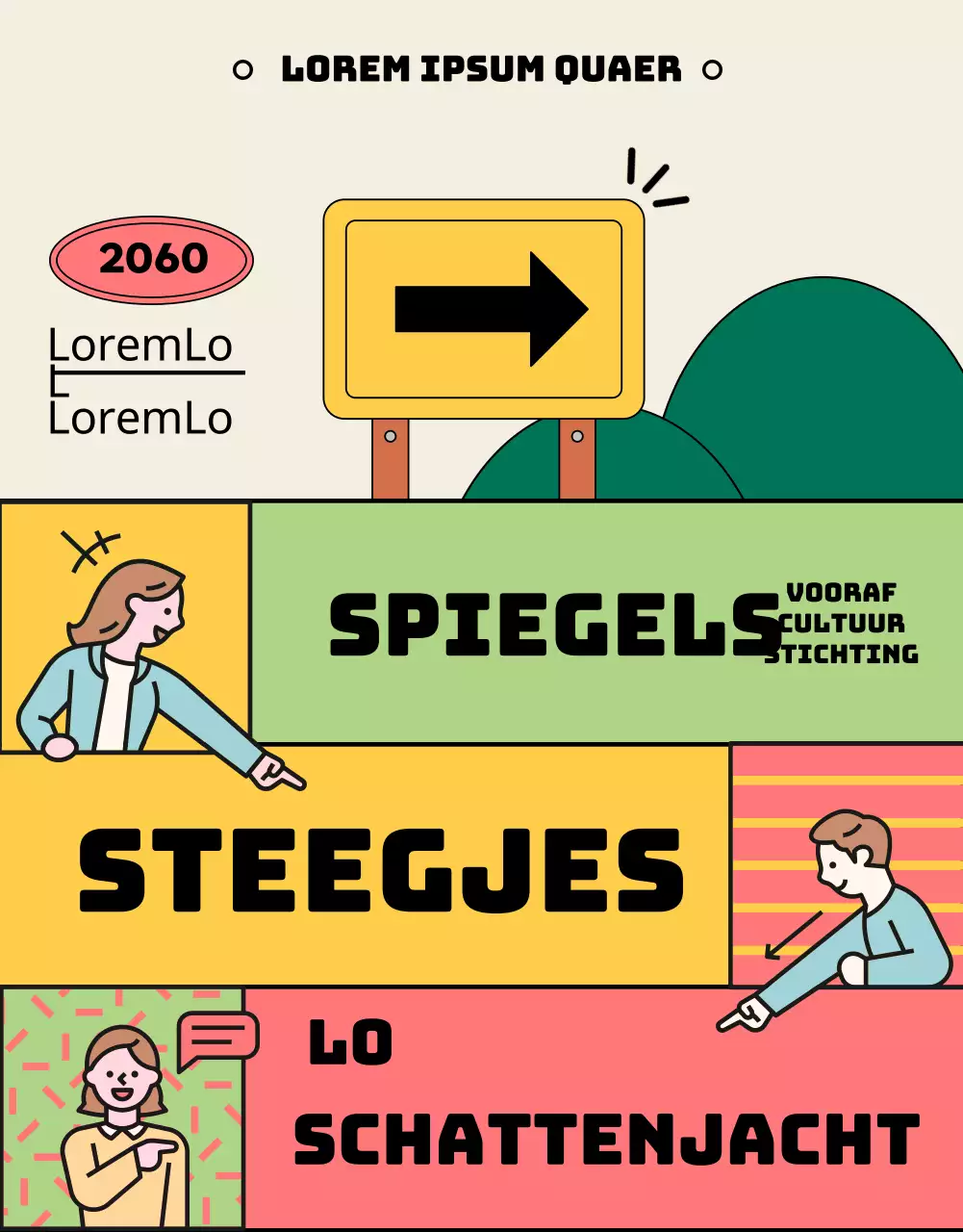 Gele en roze gesplitste lay-out Gids voor deelname aan lokale culturele rondleidingen