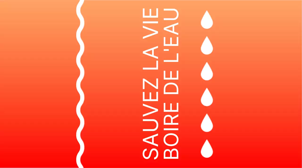 Étiquette d'eau en bouteille sur fond rouge dégradé