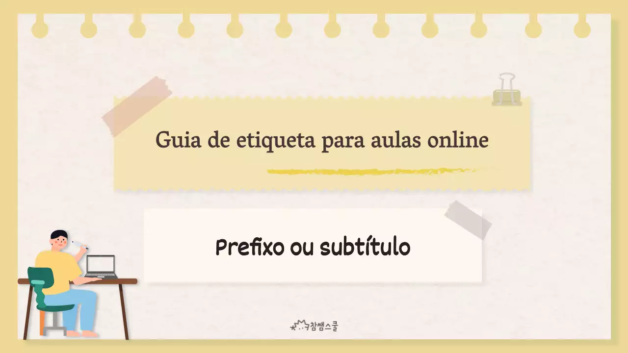 Etiqueta na sala de aula em linha com o conceito de bilhete amarelo