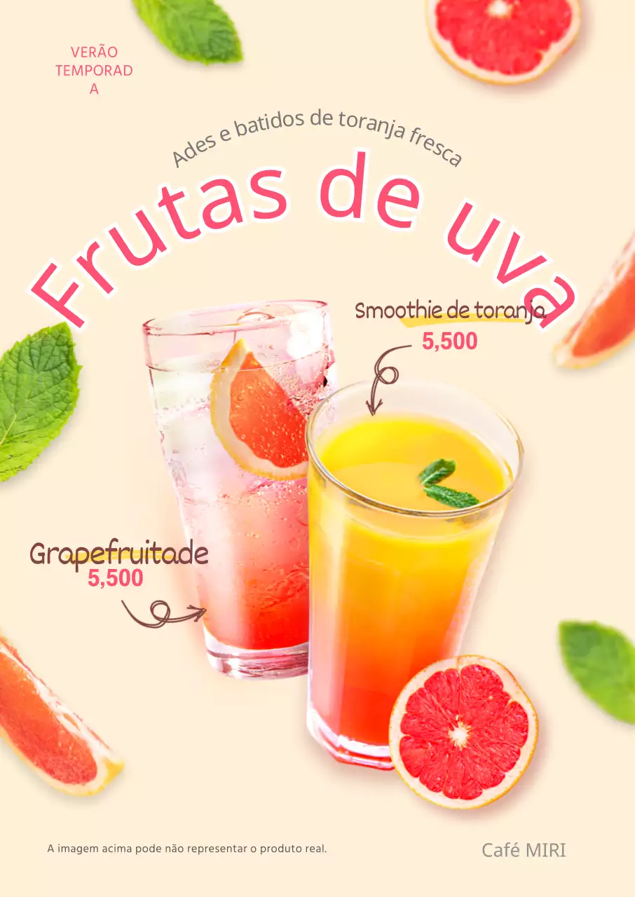 Promover a bebida de verão sumo de toranja smoothies de toranja