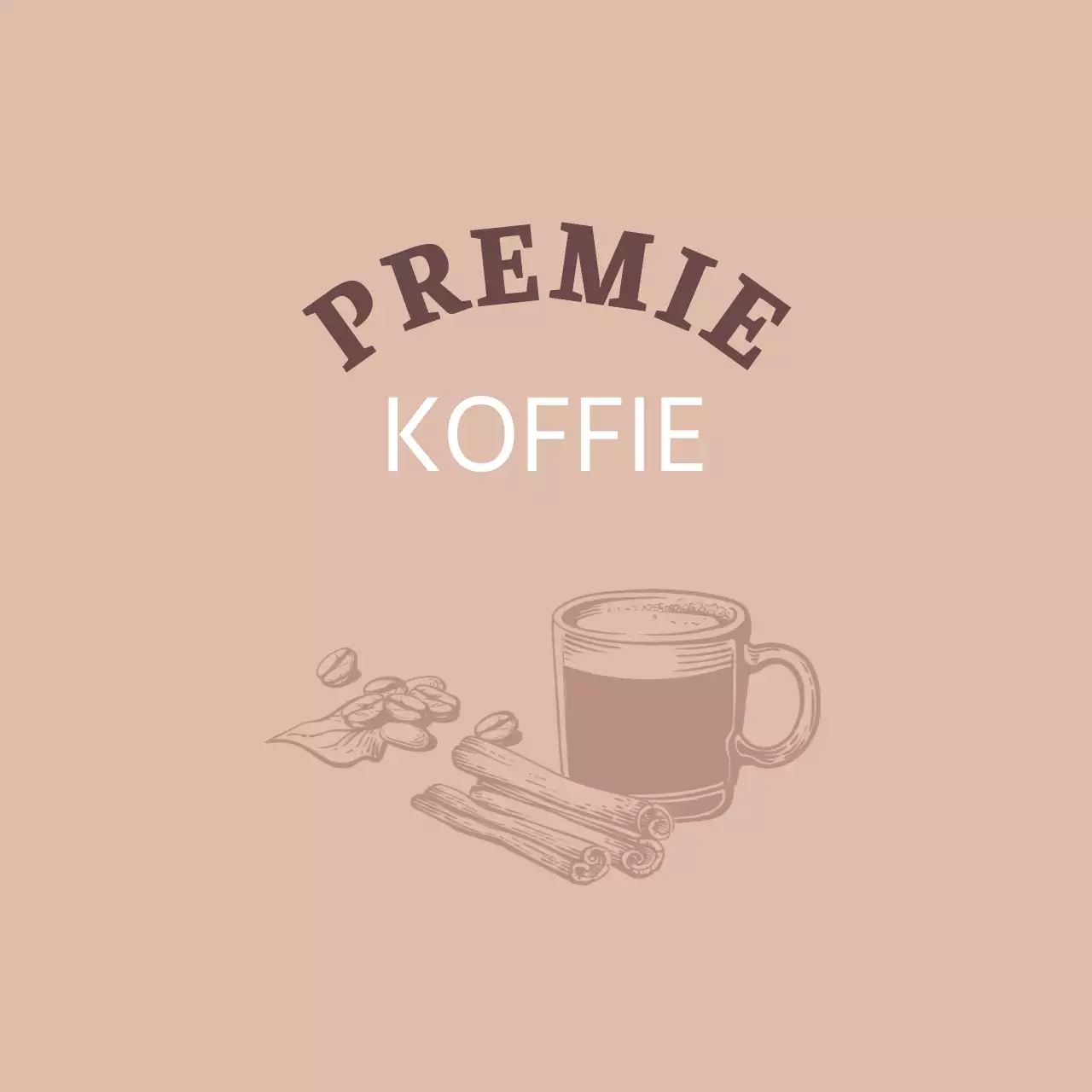Vintage koffie café etiket met roze illustratie