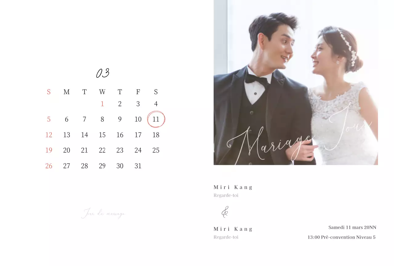 Faire-part de mariage avec une mise en page épurée