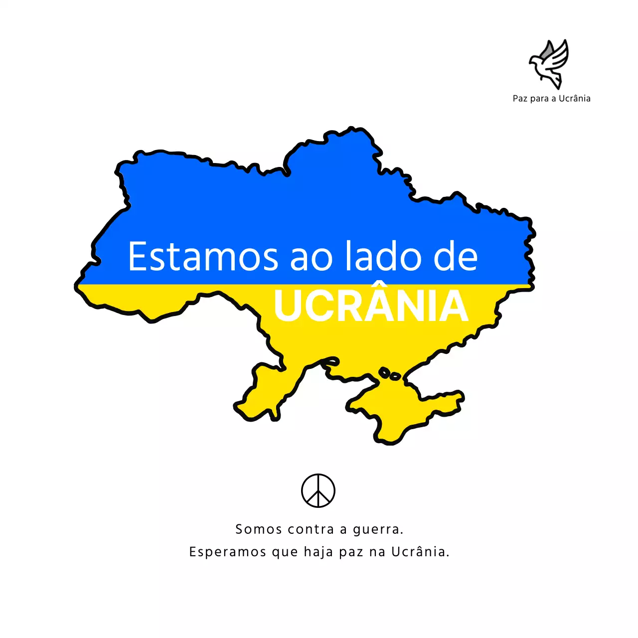 Contra a guerra com a bandeira ucraniana