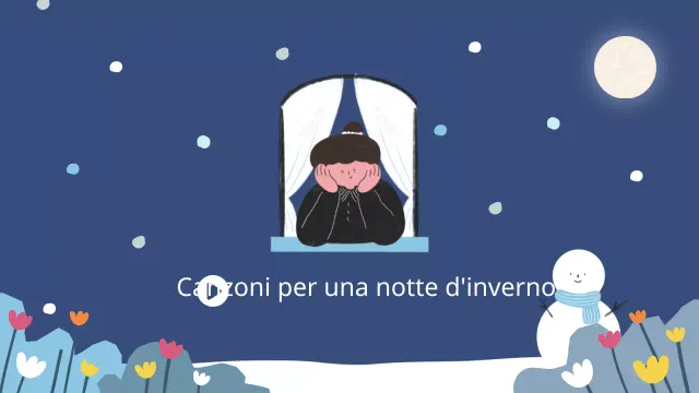 Illustrazione della canzone d'ascolto di una notte invernale blu ed emotiva