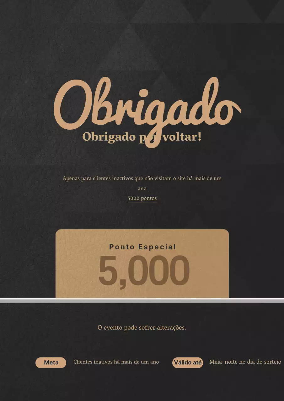 Promover um evento para clientes humanos com uma ilustração de um cupão preto e dourado