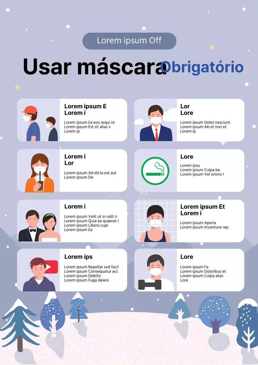 Guia simples de prevenção do coronavírus ilustrado a azul