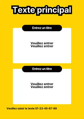 Un flyer simple avec du texte et des formes en jaune et noir