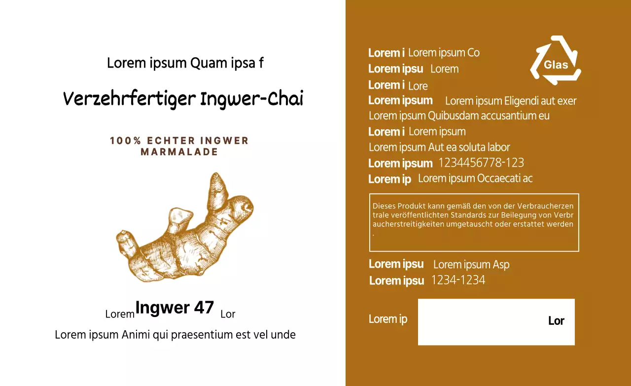 Braune Illustration Lebensmittel Ingwersoße Detail Etikett